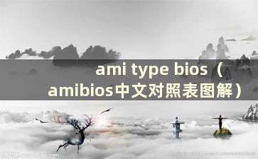 ami type bios（amibios中文对照表图解）